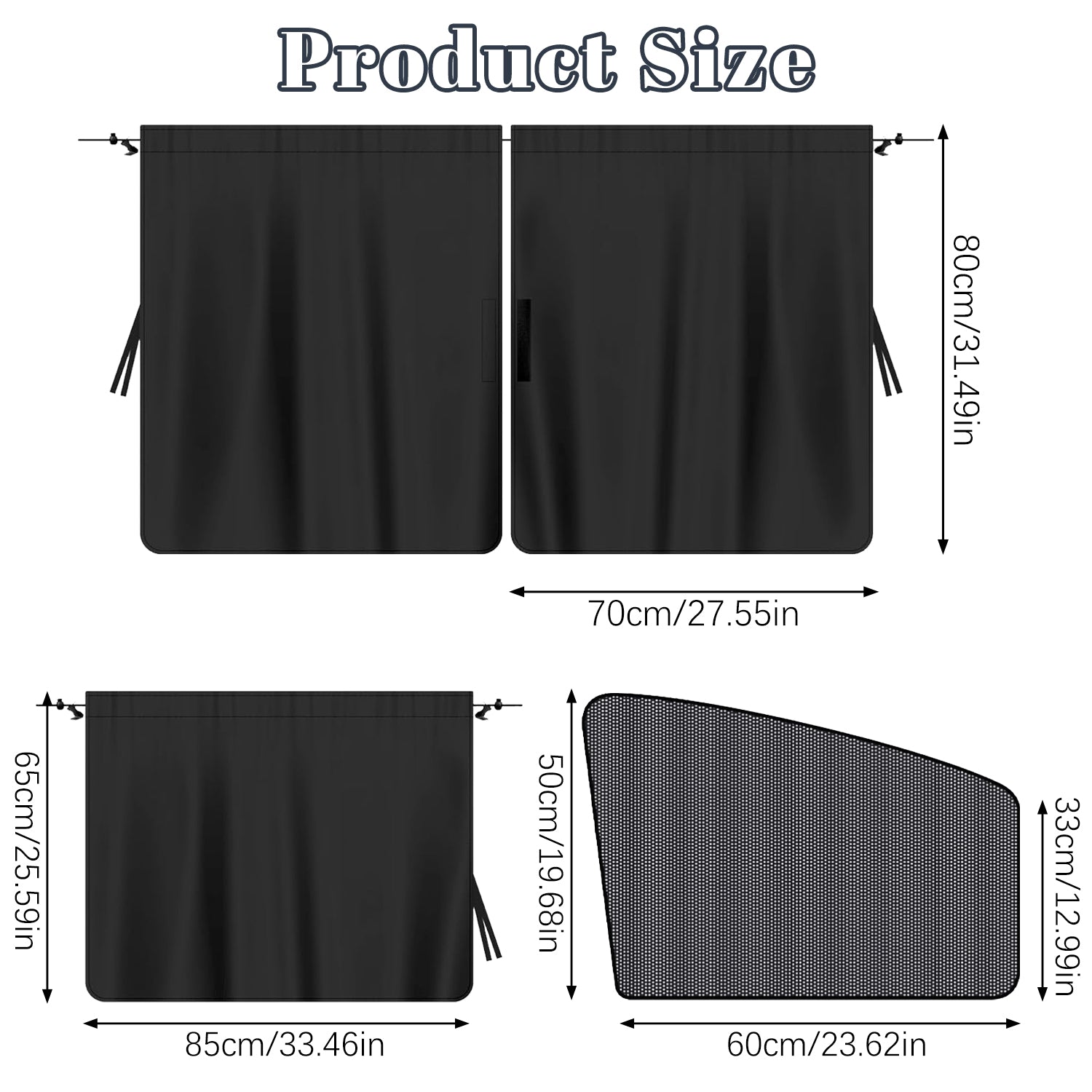 5 Pcs Car Privacy Curtains 2 Side Window Sun Shade Removable Windshield Shades - 5 - CJ