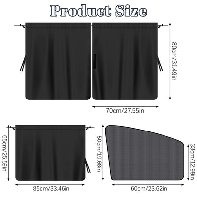 5 Pcs Car Privacy Curtains 2 Side Window Sun Shade Removable Windshield Shades - 5 - CJ