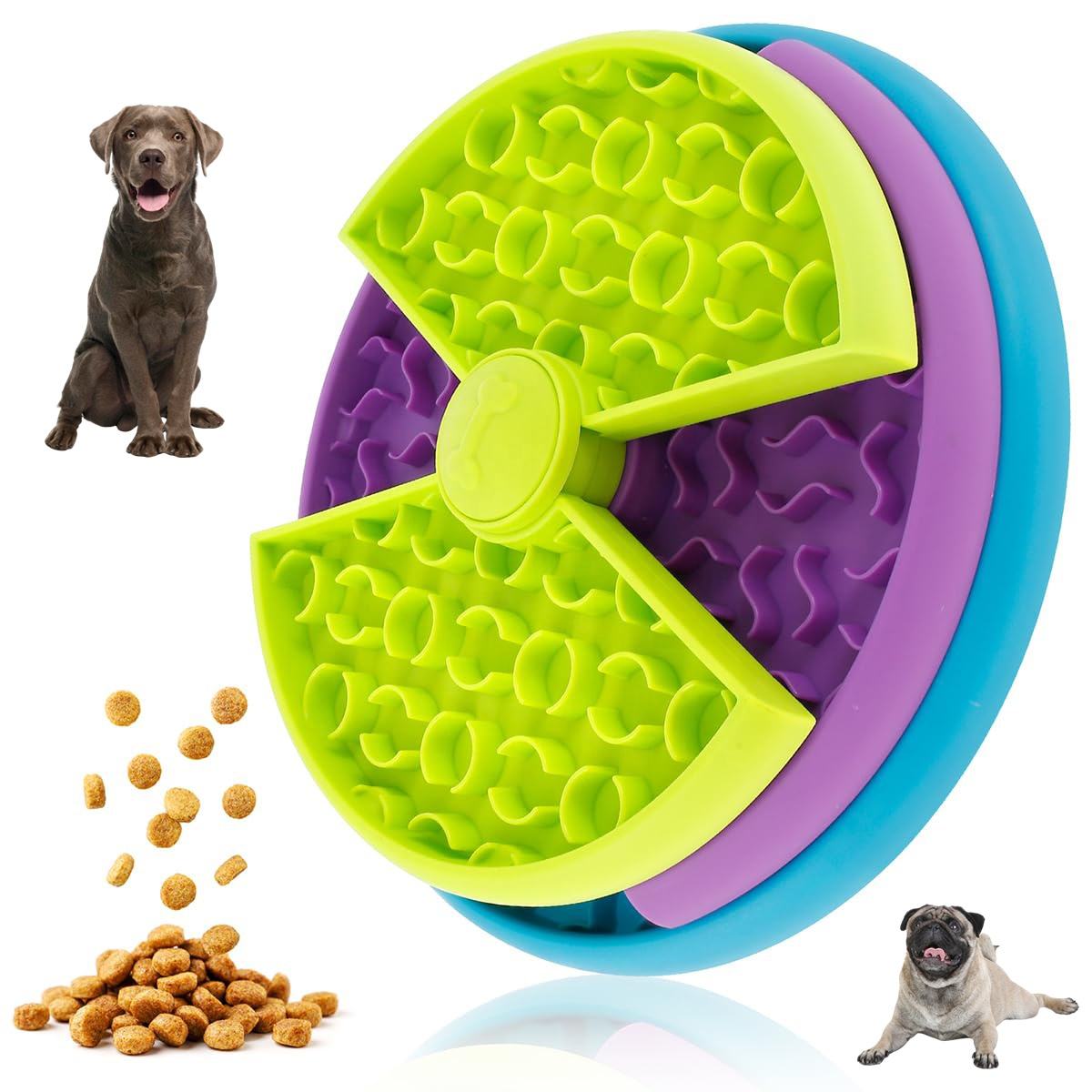 Pet Slow Food Bowl Anti Choking Cat Bowl,3in1 Interactive Dog Feeder Puzzle, Lick Mat & Slow Feeder BowlMental Stimulation Toy For Medium & Large Dogs - 5 - CJ