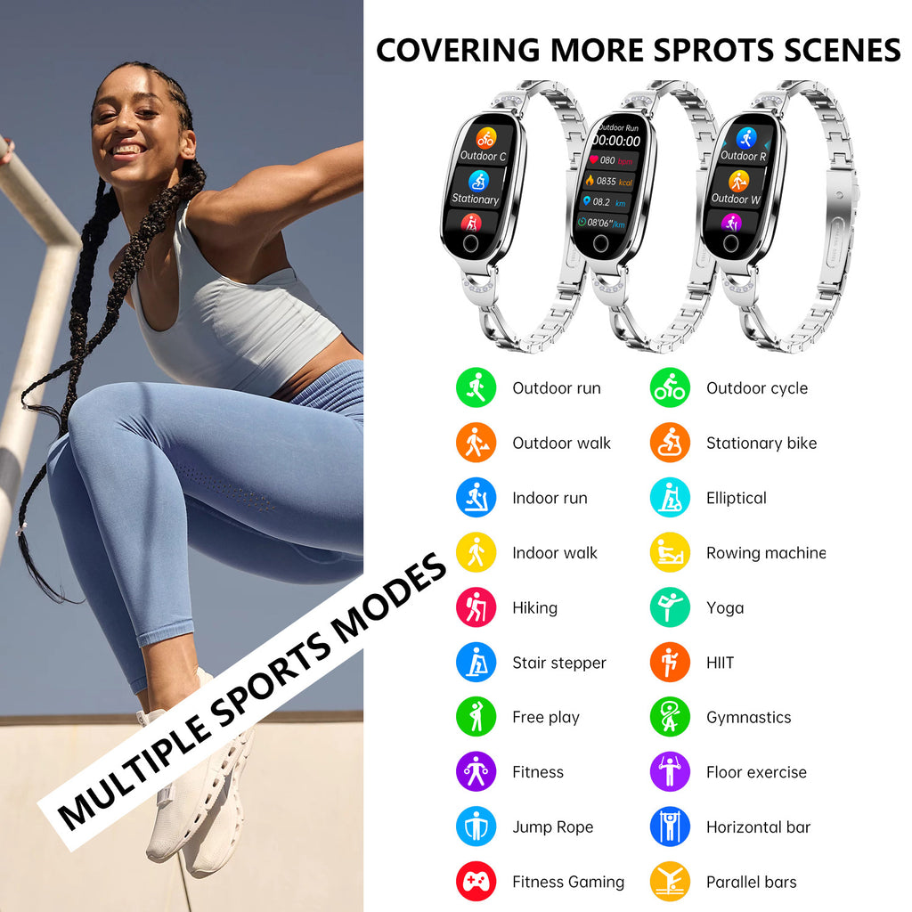 Gold Smartwatch For Women Compatible For Android& IOS,Bling Smart Bracelet With Female Menstrual Cycle Heart Rate Blood Pressure Remote Photography Waterproof Pedometer