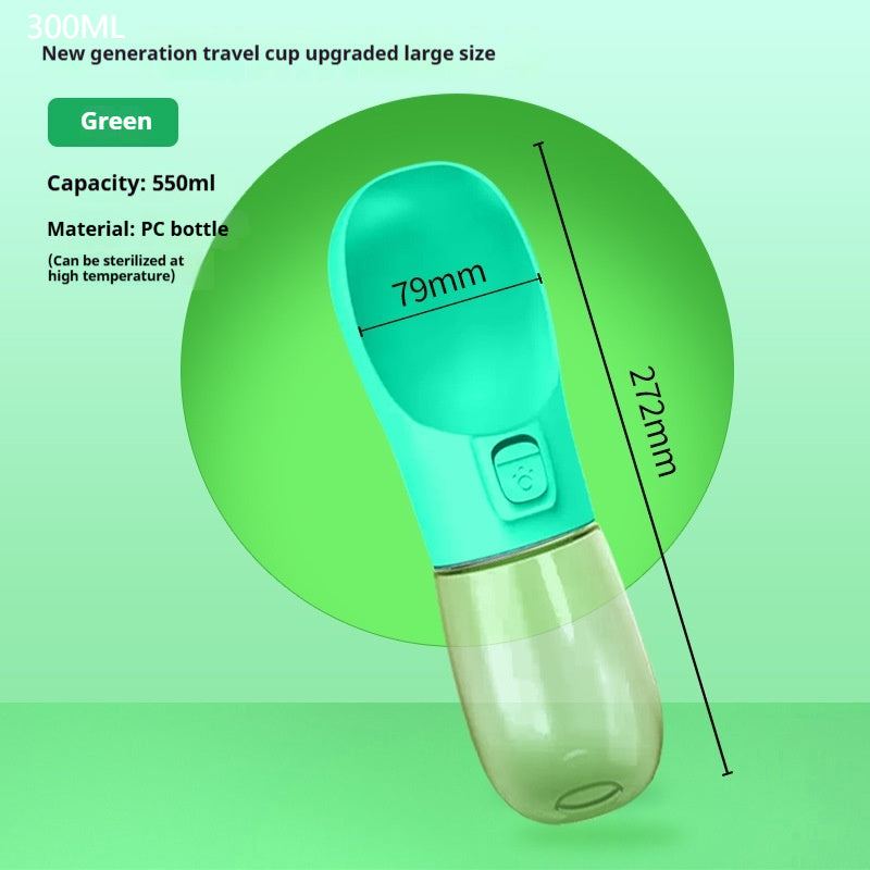 Pet Dog Water Bottle Feeder Bowl Portable Water Food Bottle Pets Outdoor Travel Drinking Dog Bowls Water Bowl For Dogs - 0 - CJ - Green 300ml - Solid color - CJHS162047434HS