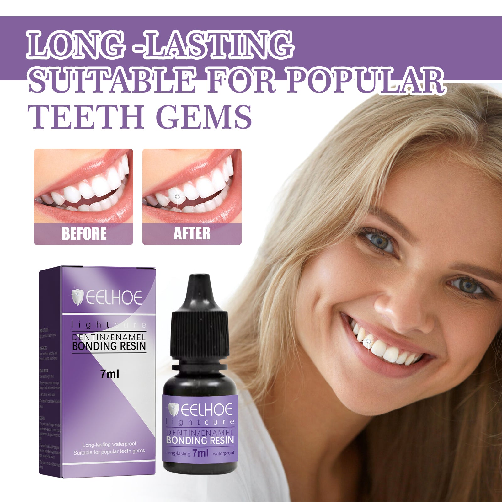 EELHOE Tooth Gem Decorative Glue, DIY Fashionable Jewelry Bonding Teeth Gems Light Cured Adhesive Glue - 5 - CJ