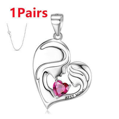 S925 Sterling Silver Best Mom Necklace Mother's Day Series Necklace - 4 - CJ - PNC00827 Set - CJJE159972320TG