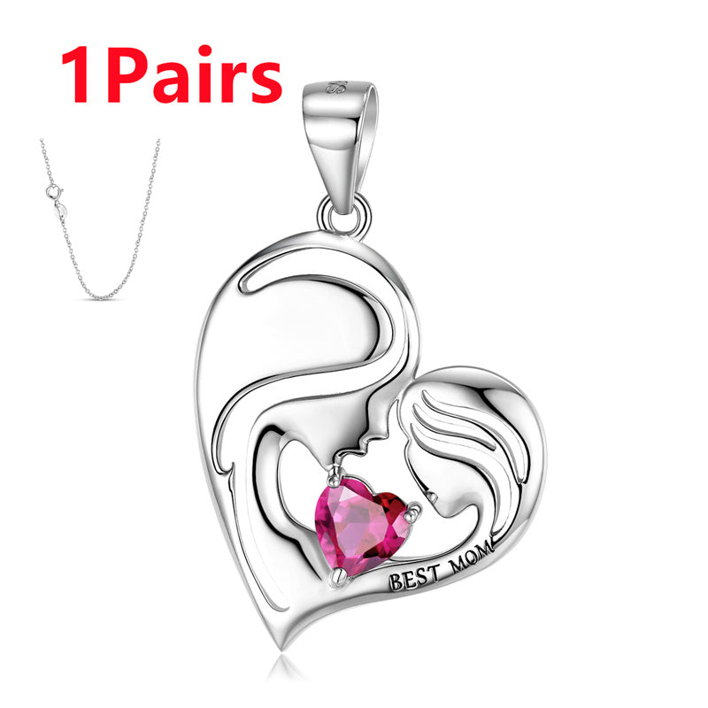 S925 Sterling Silver Best Mom Necklace Mother's Day Series Necklace - 4 - CJ - PNC00827 Set - CJJE159972320TG