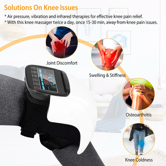 1Pc Electric Rechargeable Knee Massager Infrared Heat Pain Relief Therapy Knee Brace Wrap With Air Pressure Kneading Timer Temperature Adjustment - 5 - CJ