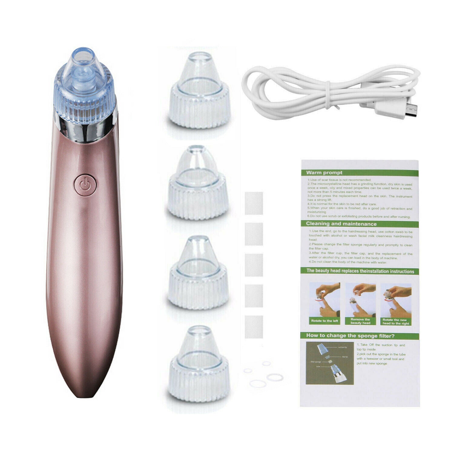 Electric Blackhead Vacuum Pore Cleaner Acne Pimple Remover Strong Suction Tool Electric Blackhead Remover Pore Vacuum Suction Diamond Dermabrasion Face Cleaner - 5 - CJ