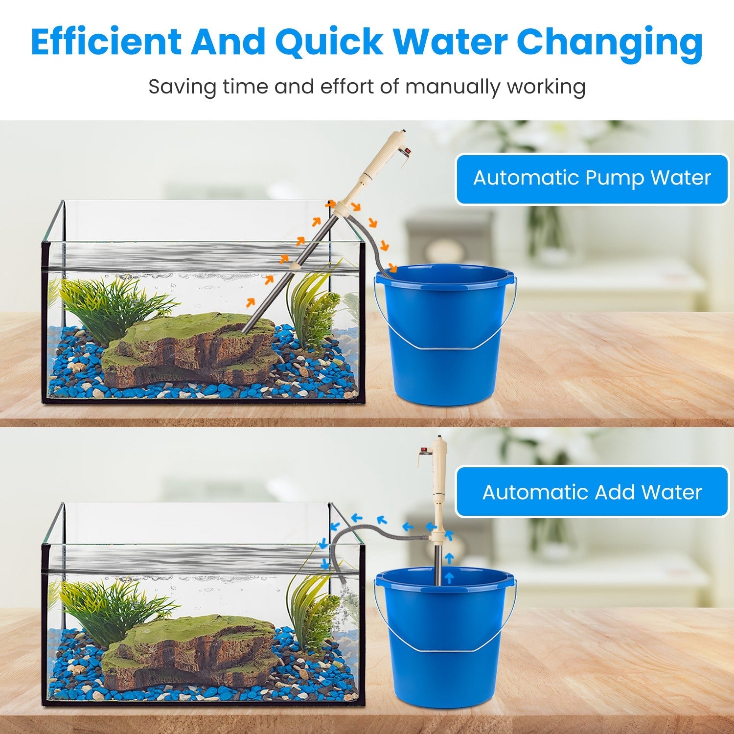 1 Set Multifunctional Electric Aquarium Gravel Cleaner Kit Length Adjustable Automatic Fish Tank Vacuum Cleaner Change Water Wash Sand Filter Dirt Removal by Generic