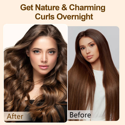 Satin Heatless Hair Curler, Lazy Natural Soft Wave DIY Heatless Curls For Sleep In Overnight, For All Hair Types - Light Brown - 5 - CJ