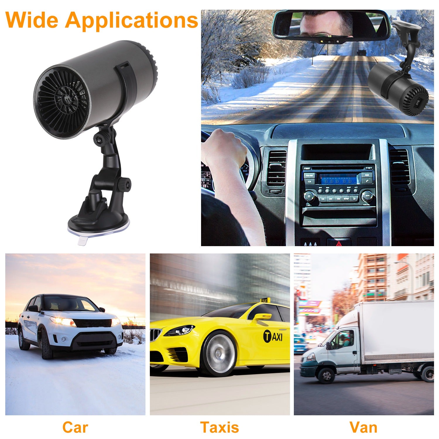 1Pc 12V 150W Or 24V 216W Portable Car Heater 2 In 1 Heating Cooling Fan Rotatable Demister Defroster With 4.92ft Cord - 5.0 - CJ
