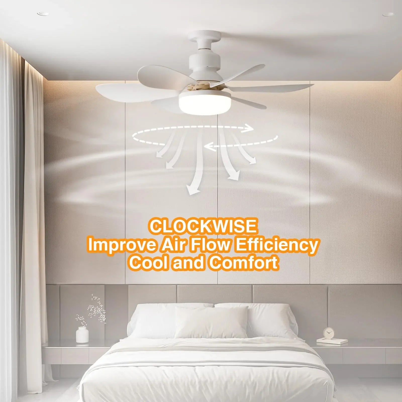 Modern Led Ceiling Fan With Light Dimmable E27 Bedroom Living Room Fan Lamp 30W - 5 - CJ