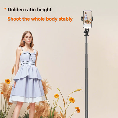 Selfie Stick Tripod With Fill Light, Extendable Phone Stand With Wireless Remote, Universal Compatible For Smartphones, Portable For Travel & Video Recording - 5 - CJ