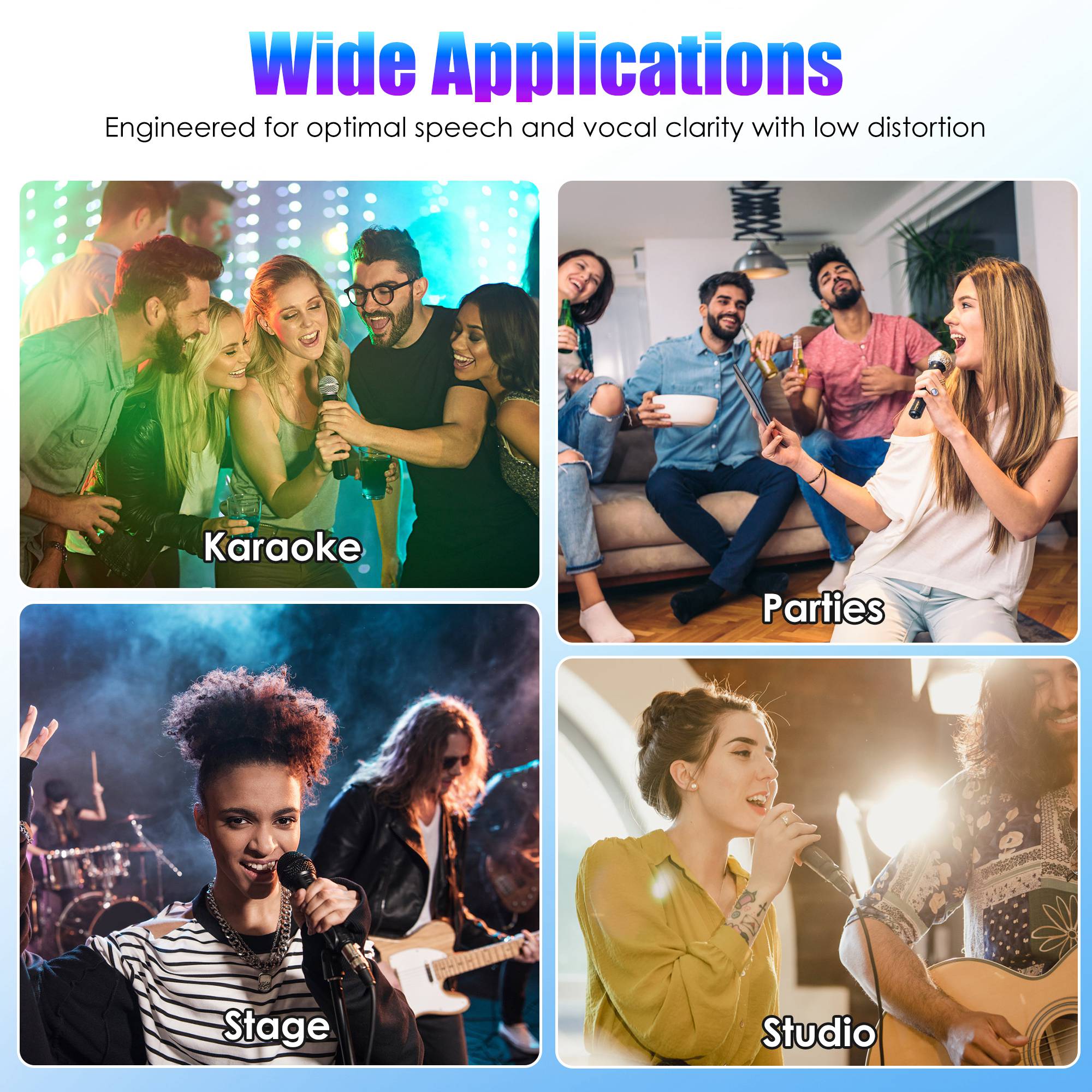 2Pc UHF Wireless Microphones Rechargeable Wireless Microphones Metal Handheld Dynamic Mics With 262FT Range For Karaoke Party DJ Wedding Speech Outdoor Events - 5 - CJ