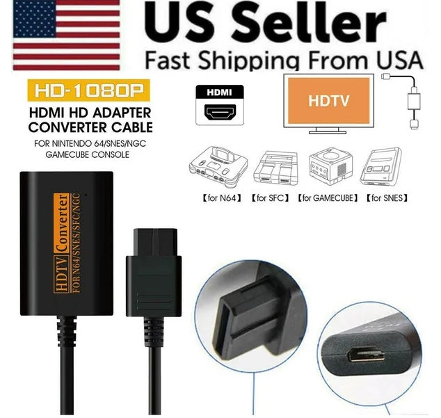 N64 To HDMI Converter Adapter HD Link Cable For Nintendo Gamecube Super NES SNES - 5 - CJ