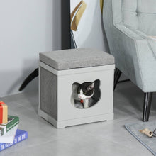 PawHut Cat House Bed Kitten Cave Cube Indoor For Small Pet With Removable Sisal Scratching Pads Soft Cushions, 41x30x36 Cm, Grey - 5 - CJ