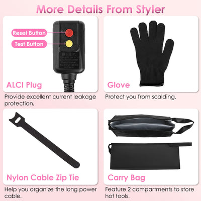 1Pc 6 In 1 Hot Air Styler Volumizer Straightener Curler Dryer Automatic Wrap Styler Hair Dryer Brush Set With 3 Temp Settings ALCI Plug Glove Cable Zip Tie - 5 - CJ