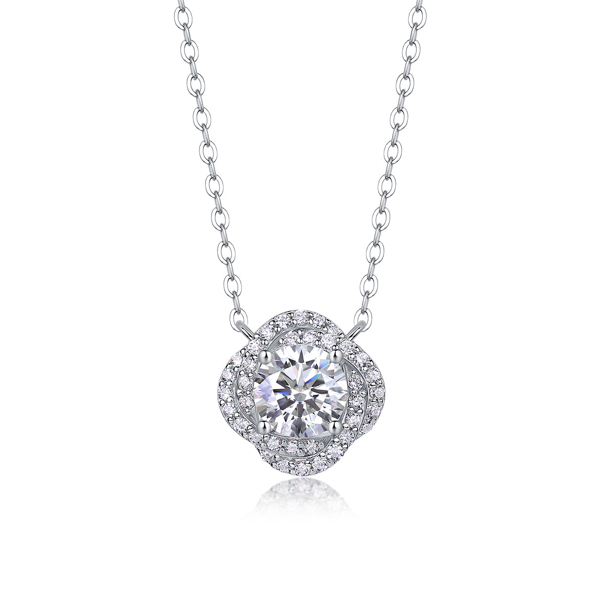 1Lucky Flower - A Fashionable And Luxurious Diamond Jewelry Pendant Set With 1 - carat Moissanite S925 Sterling Silver And Platinum Plating Prohibit TikTok sales - 5 - CJ