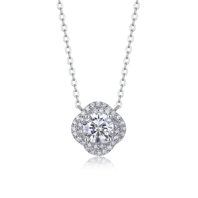 1Lucky Flower - A Fashionable And Luxurious Diamond Jewelry Pendant Set With 1 - carat Moissanite S925 Sterling Silver And Platinum Plating Prohibit TikTok sales - 5 - CJ