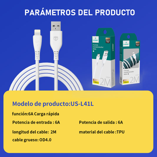 L41 Micro USB Cable 6A 2M White USB 3.0 UWINN - 5 - CJ