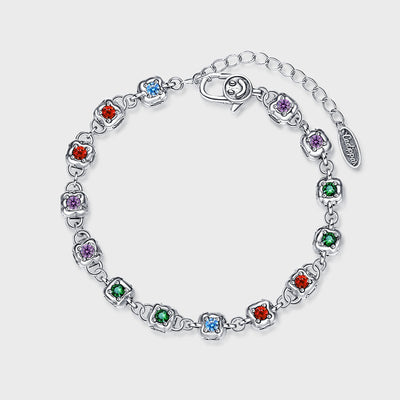 Rainbow Zirconium Dice Bracelet Women S925 Sterling Silver Vintage Fashion Four Sided Diamond - 4 - CJ