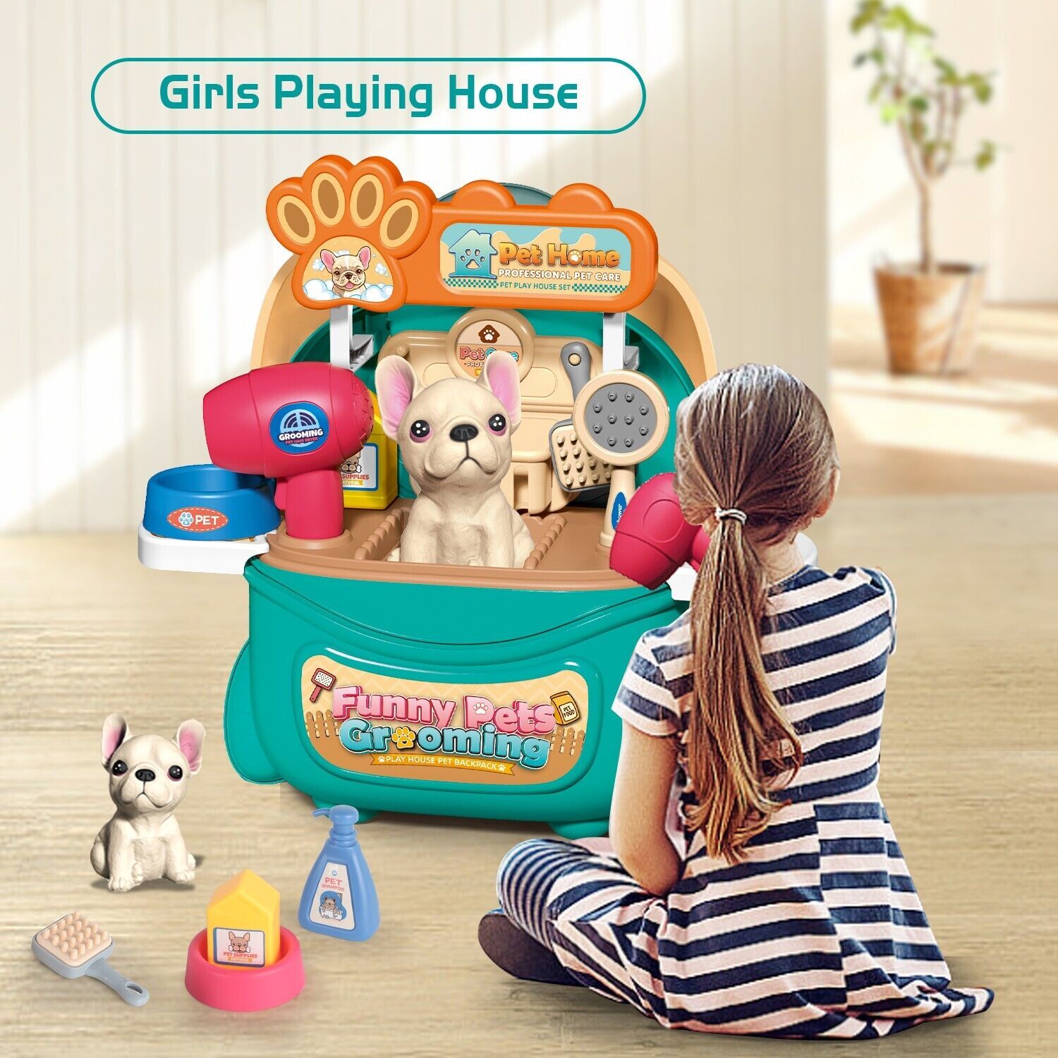 DE 2025 NEW Pet Dog Care Play Set Doctor Kit For Kids 16 Pcs Pretend Vet Grooming Toys,Logistics Is Randomly Dispatched By DHL,DPD,Amazon Logistics.