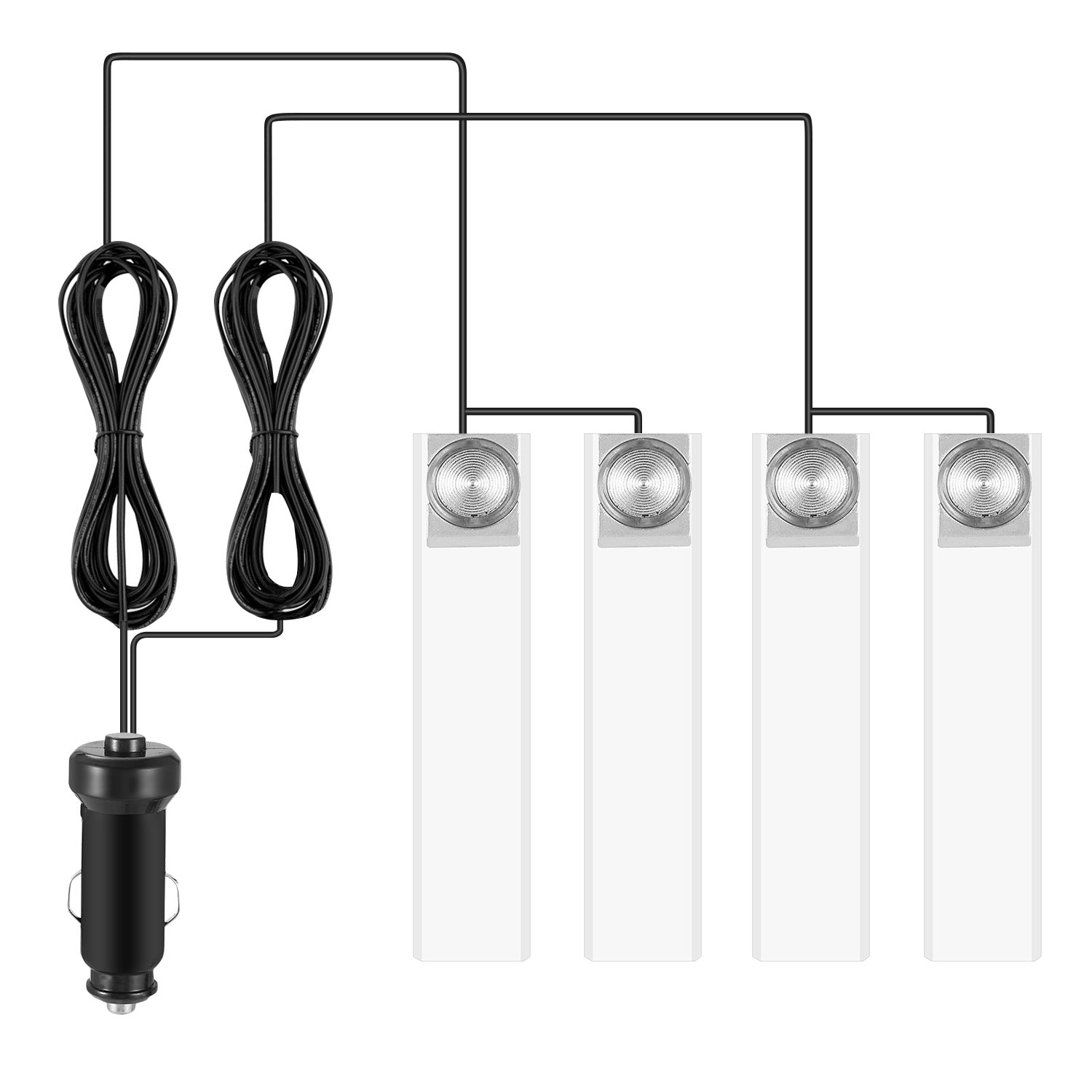4Pcs Car Interior LED Atmosphere Light Car Charge Decorative Lamp DC 12V Blue Light - 5 - CJ