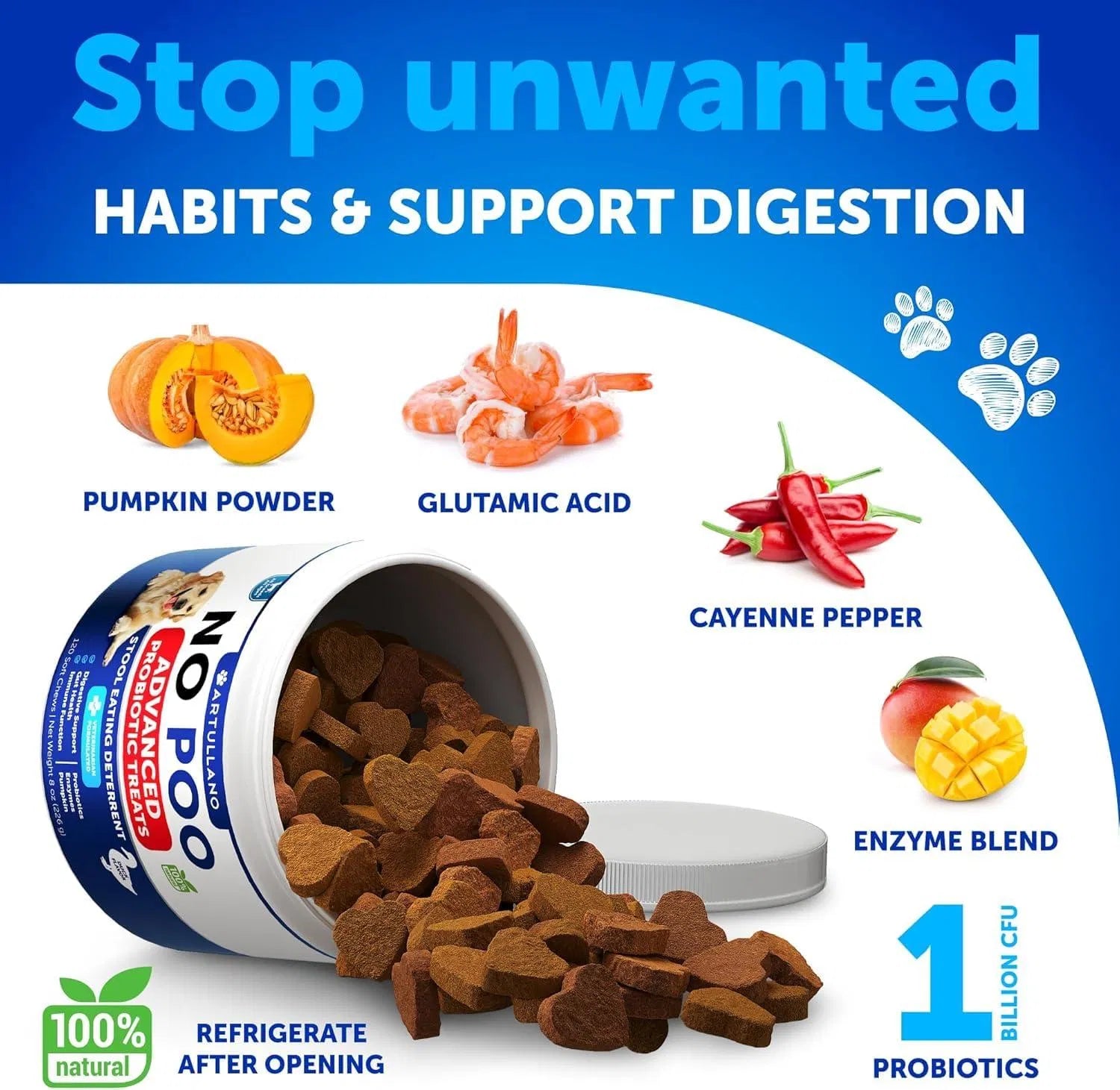No Poo Chews For Dogs Puppy Coprophagia Stool Eating Deterrent Prevent Dog From Eating Poop Stop Eating Poop Treats With Probiotics & Enzymes Immune Digestive Gut Health Support Supplement - 5 - CJ