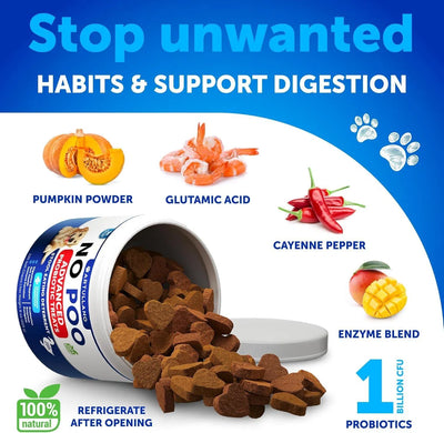 No Poo Chews For Dogs Puppy Coprophagia Stool Eating Deterrent Prevent Dog From Eating Poop Stop Eating Poop Treats With Probiotics & Enzymes Immune Digestive Gut Health Support Supplement - 5 - CJ