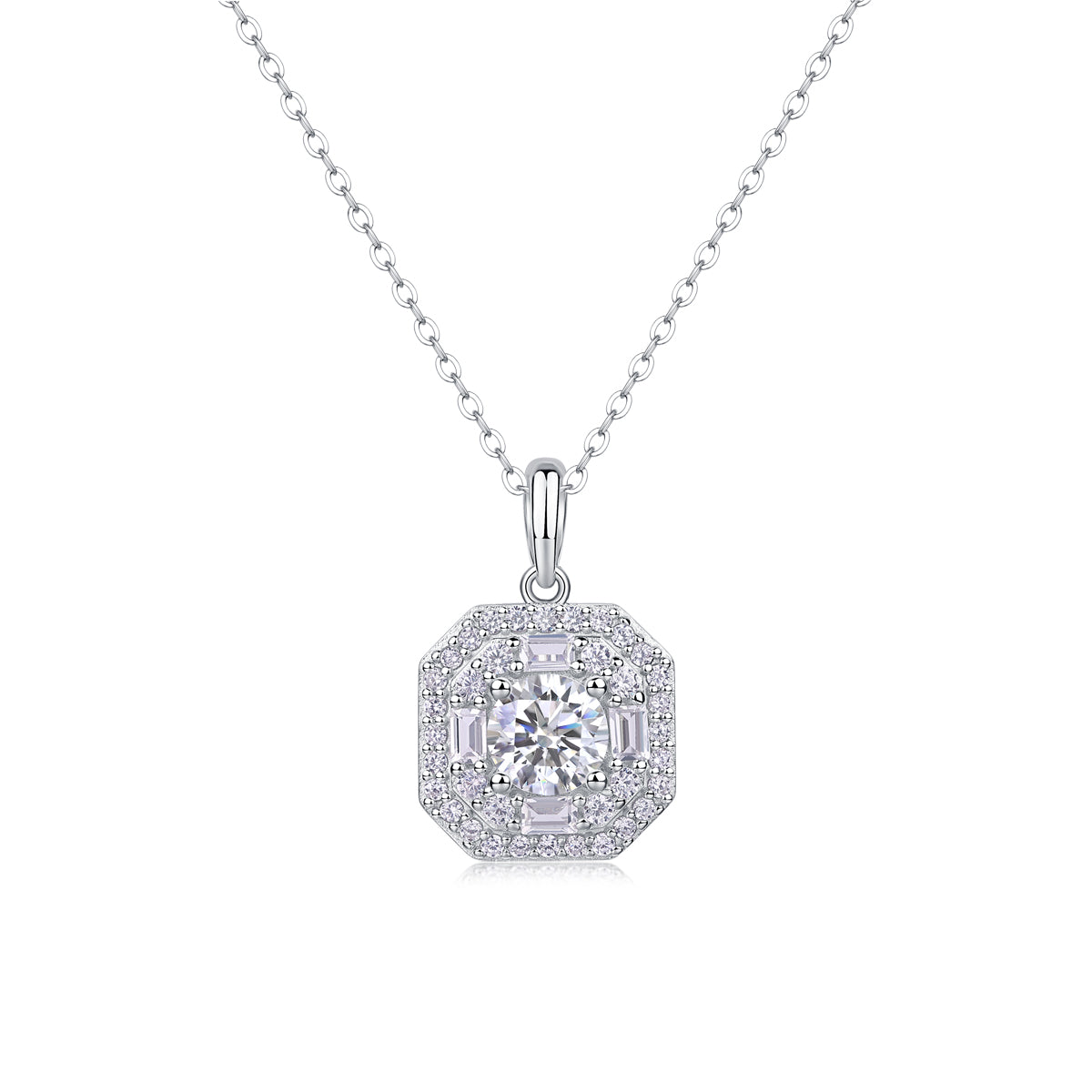 1Small Square Bag - A Fashionable And Luxurious Diamond Jewelry Piece Set With 1 - carat Moissan Diamond S925 Sterling Silver And Platinum - plated Pendant Prohibit TikTok sales - 5 - CJ