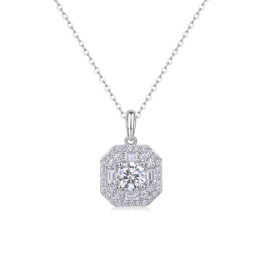 1Small Square Bag - A Fashionable And Luxurious Diamond Jewelry Piece Set With 1 - carat Moissan Diamond S925 Sterling Silver And Platinum - plated Pendant Prohibit TikTok sales - 5 - CJ