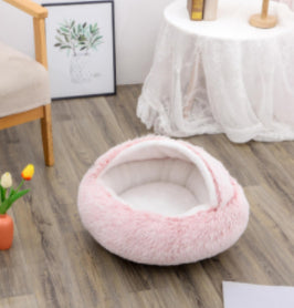 2 In 1 Dog And Cat Bed Pet Winter Bed Round Plush Warm Bed House Soft Long Plush Pets Bed Pet Products - 0 - CJ