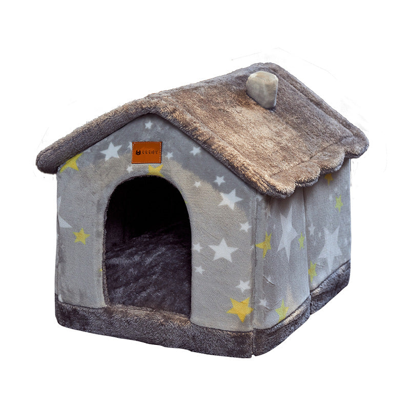 Foldable Dog House Pet Cat Bed Winter Dog Villa Sleep Kennel Removable Nest Warm Enclosed Cave Sofa Pets Supplies - 0 - CJ