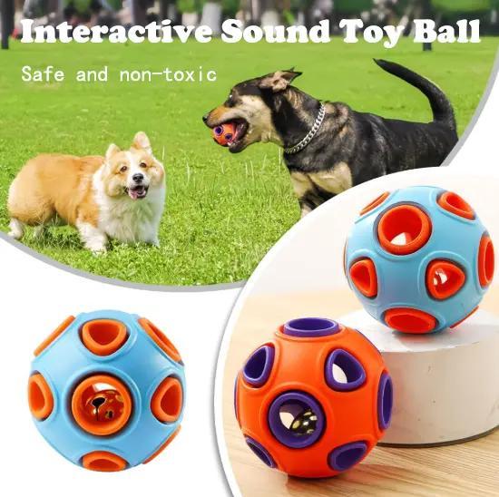 Dog Rubber Ball With Bell Sound, 2-Pack, Interactive Pet Chew Toy For Puppies And Small Dogs