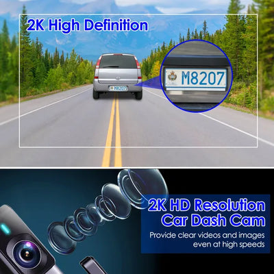 2K HD Front Dash Cam For Car With IPS Screen Night Vision Loop Recording Included 32G Storage Card 140° Wide Angle WiFi App Control Front Dashcam - 5.0 - CJ