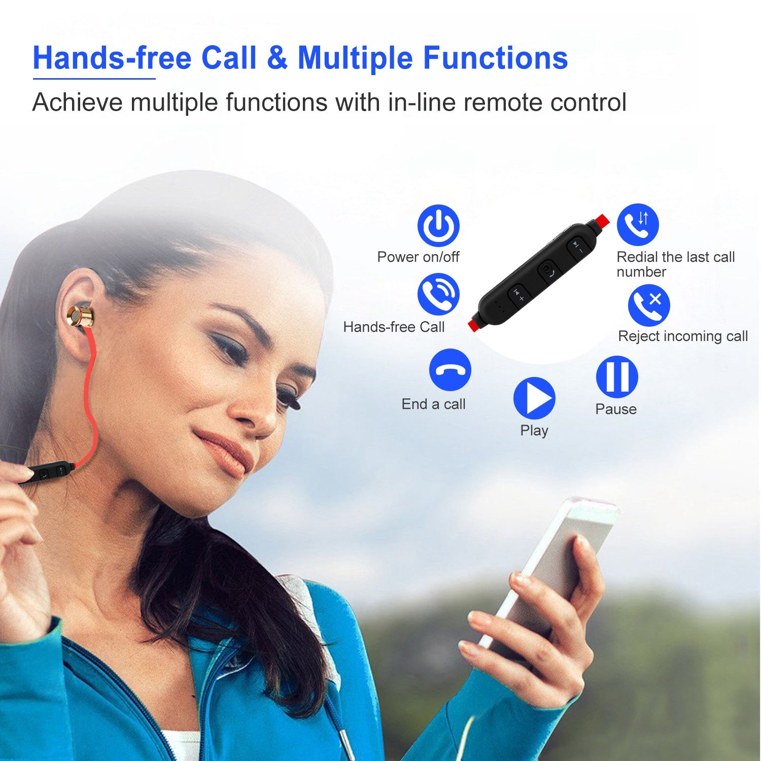 Sport Headsets Wireless V4.1 In - Ear Stereo Headphones Sweat - proof Running Earphones With Mic Hands - free - 5 - CJ