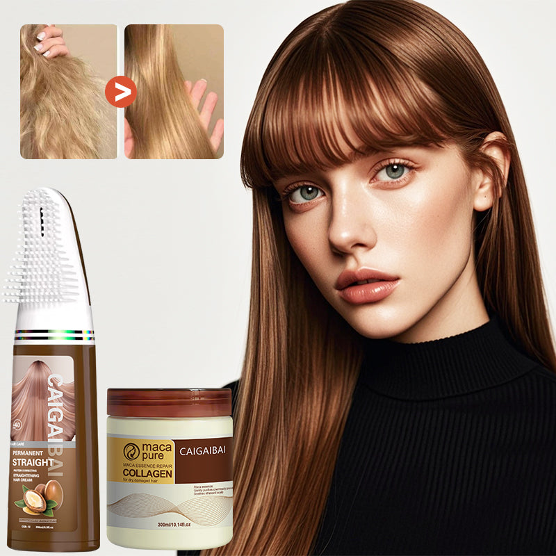 CAIGAIBAI Straightening Cream Non-odorous Not Pungent Non-Comedogenic Sulfate Free Curl Defining Styling Hair Cream Anti Frizz Heat Protectant Safe For Sensitive Skin 200ml 6.76fl.oz