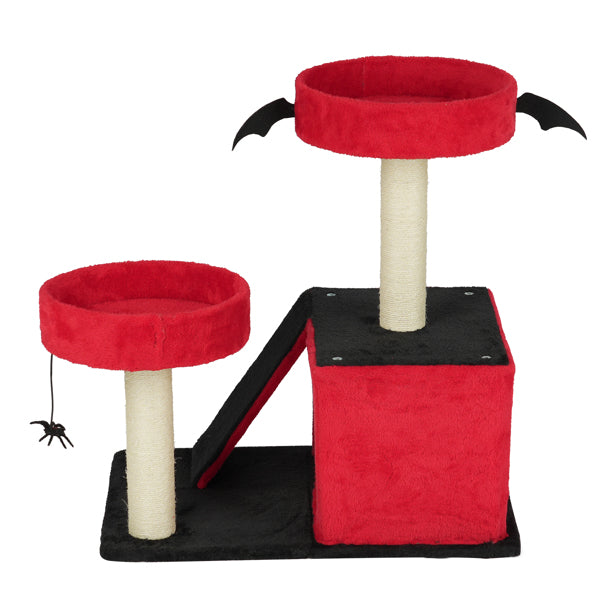 Halloween Cat Climbing Frame Gothic Cat Tree, Cat Tower With Spacious Cat Condo, 2 Padded Perches, Spider Toy, Scratching Posts, Scratching Ladder For Large Cats, Red & Black - 5 - CJ