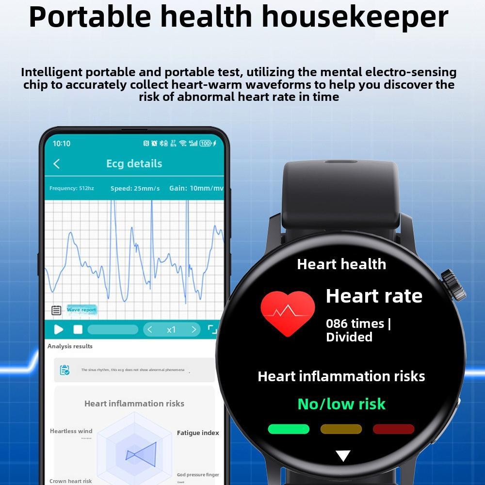 Smart Watch Non-Invasive Blood Glucose Body Temperature Blood Pressure Blood Oxygen Automatic Measurement ECG Ppg Blood Lipid Health Manager