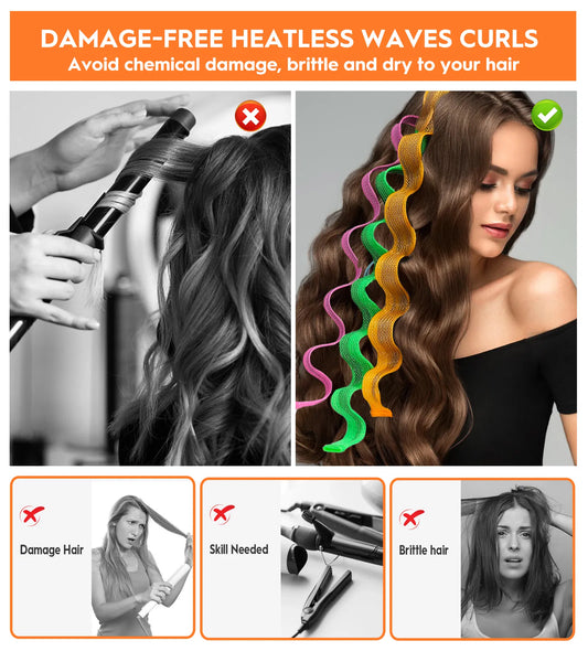Heatless Hair Curlers Wave Curls Styling Kit For Women Girls On Hair Care - 30 Pcs - 6 Colors - 55 Cm 11.81 Inch - 5 - CJ