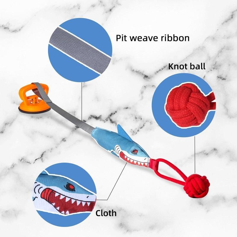 PROKEl Shark Shaped Pet Toy, Interactive TwineToy Ball Dog Toy With Suction Cup, Pet Chew ToyFor Dogs & Cats Funny Dogtoys Squeaky Toys Dogtraining Rope Toy - 5 - CJ