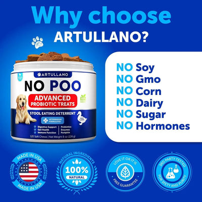 No Poo Chews For Dogs Puppy Coprophagia Stool Eating Deterrent Prevent Dog From Eating Poop Stop Eating Poop Treats With Probiotics & Enzymes Immune Digestive Gut Health Support Supplement - 5 - CJ