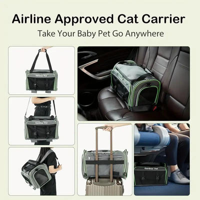 Expandable, Foldable, Portable Pet Carrier With Wheels And Six Sides For Cats And Small Dogs. - 5 - CJ