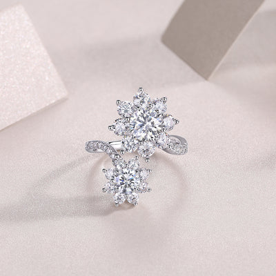 1Petal Morning Dew - A Fashionable Diamond Jewelry Piece Set With 1 - carat Moissanite S925 Sterling Silver And Platinum Diamond Ring Prohibit TikTok sales - 5 - CJ