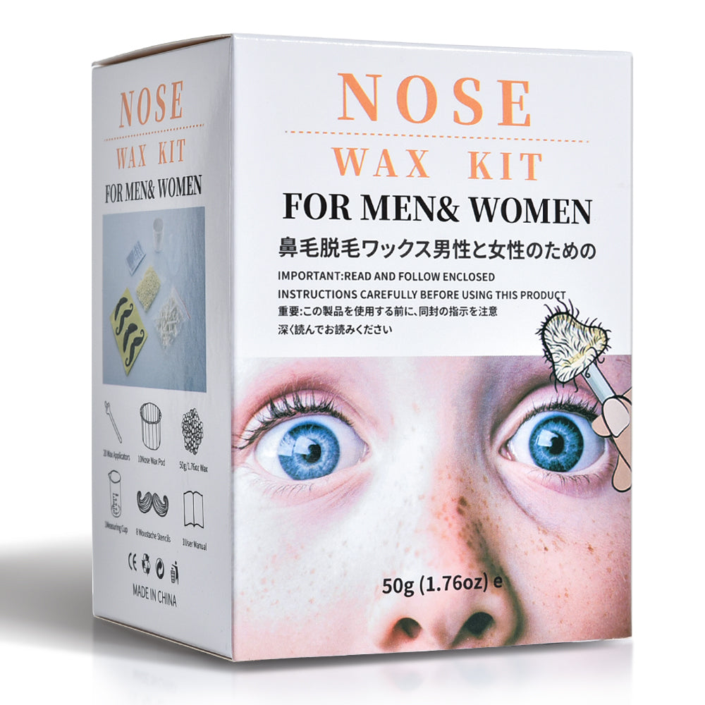 Nose Wax Kit For Men Women,Eyebrows Ears Lips Facial Nose Removal Waxing Kit With 1.76oz Wax 20 Applicators 10 Paper Cups 8 Moustache Protectors & 1 Measuring Cup - 5.0 - CJ