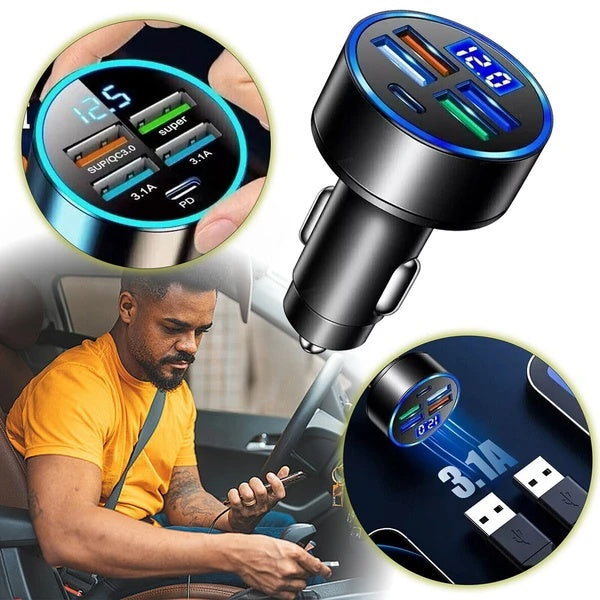 5 USB Port Super Fast Car Charger Adapter For Android Cell Phone - 5 - cjdropshipping