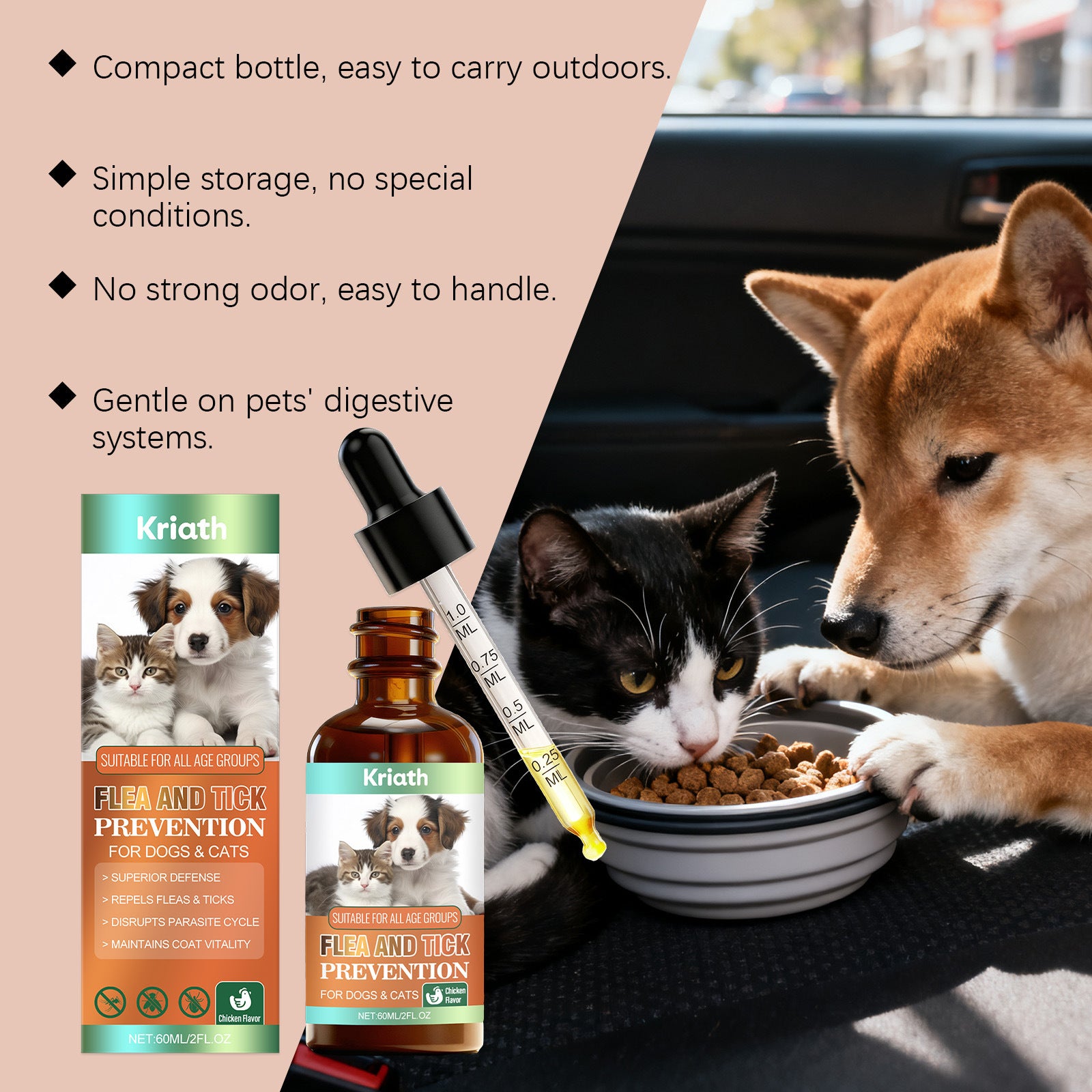 Flea And Tick Prevention Support Drops For Dogs And Cats - 0 - CJ