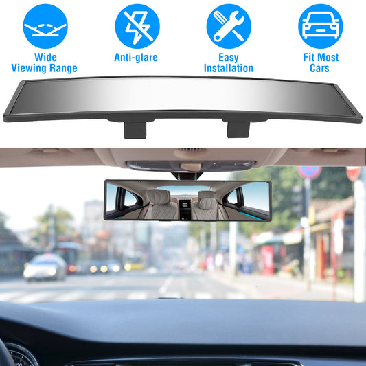 Car Rearview Mirror 11.4in Interior Clip - on Curve Convex Panoramic Anti - glare Rear View Mirrors With Wide Viewing Range For Cars SUVs Trucks Vehicles - 5 - cjdropshipping