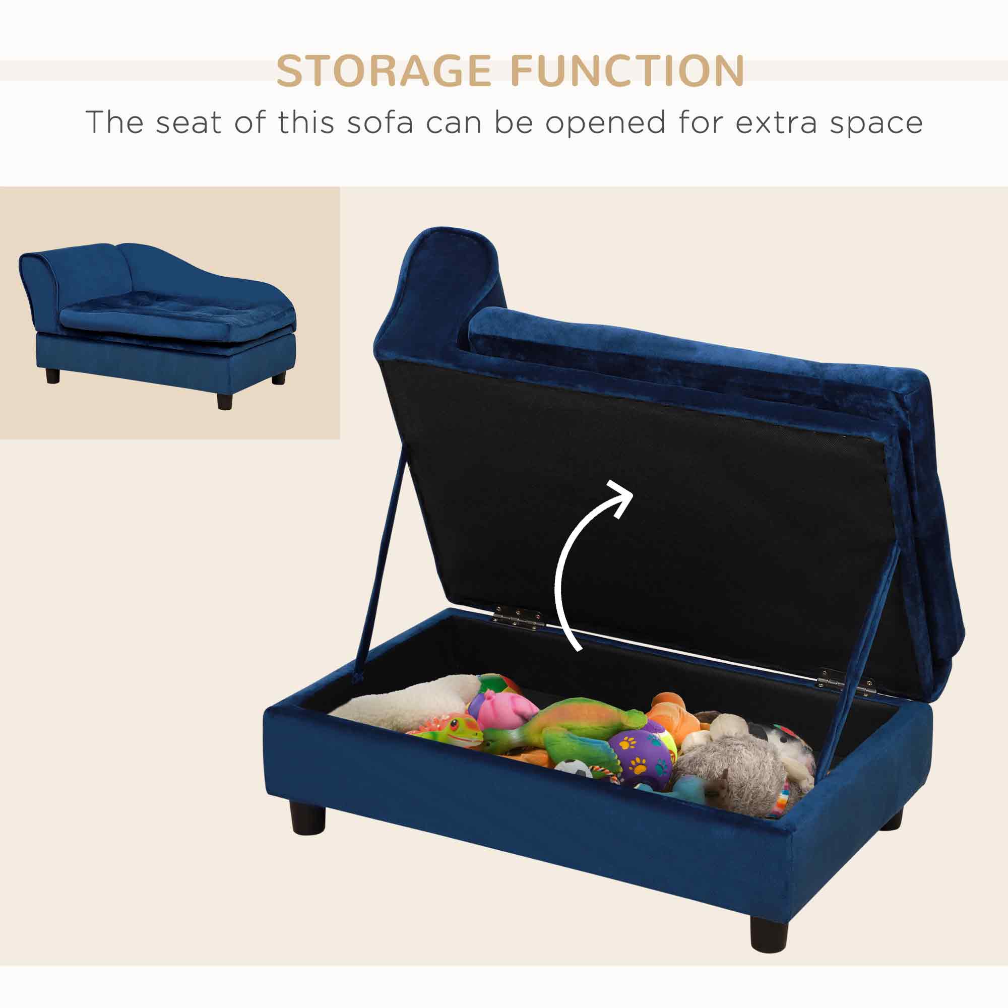 Luxury Small Dog Bed With Hidden Storage - 5 - CJ