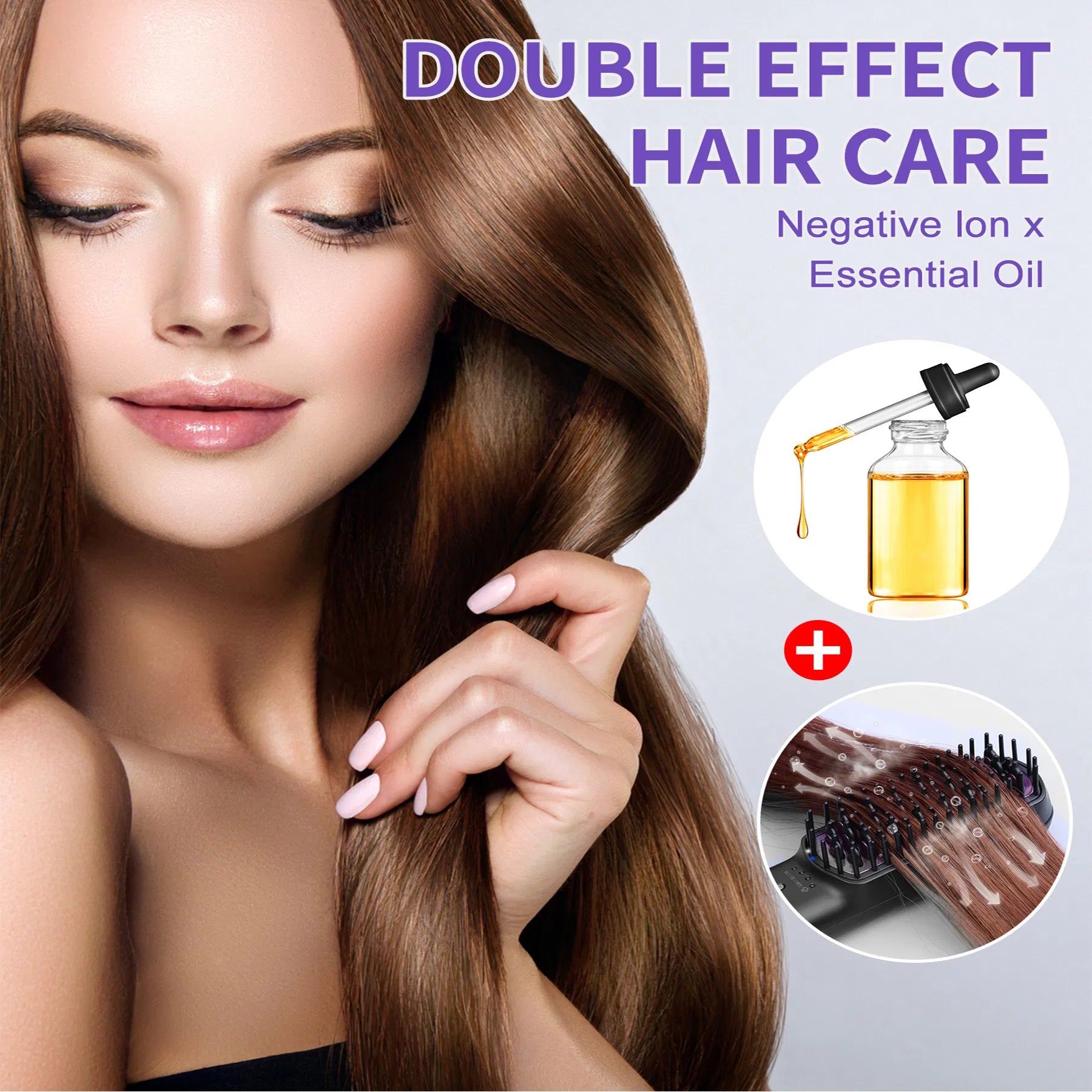 Hair Straightener Brush, Ionic Plus Steam Straightening Brush For Smooth, Anti - frizz Hair, Anti - Scald Ceramic Straightening Comb, Heated Straightener Brush Flat Iron Fast Heating For Home Salon - 5 - CJ