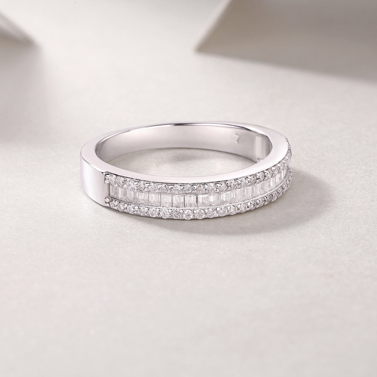 1Arrange The Square Diamond Ring Luxury Fashion Moissanite Silver Ring Prohibit TikTok sales - 5 - CJ
