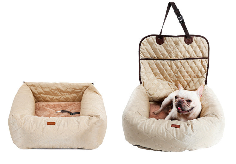 2 In 1 Pet Dog Carrier Folding Car Seat Pad Thickened Multi - purpose Pet Bed Dog Car Mattress Pets Supplies - 0 - CJ - Beige - One size - CJGY142294602BY